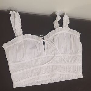 Zara White Ruffled Crop Top